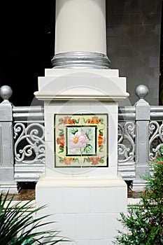 Column tiles detail of Kampung Kling Mosque at Malacca, Malaysia